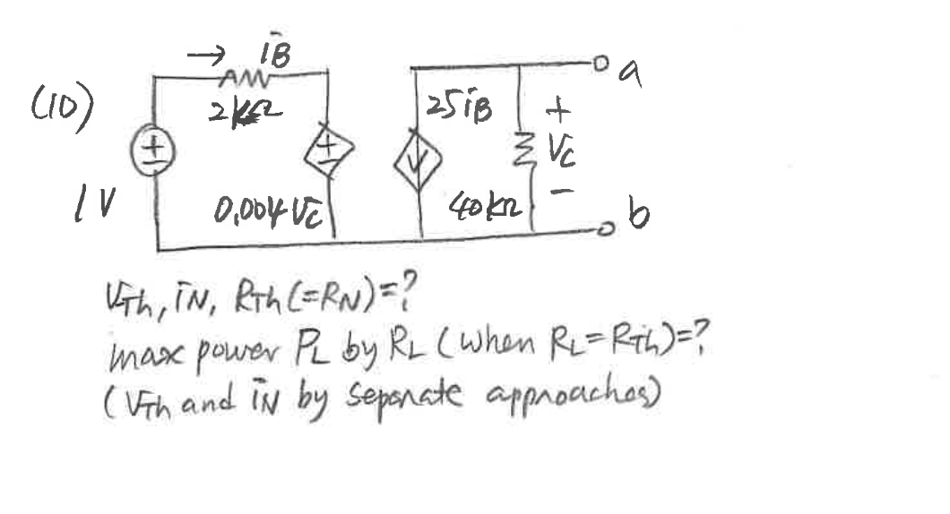 Solved Wh, TN,RTh(=RN)= ? max power PL by RL (when RL=RTh ) | Chegg.com