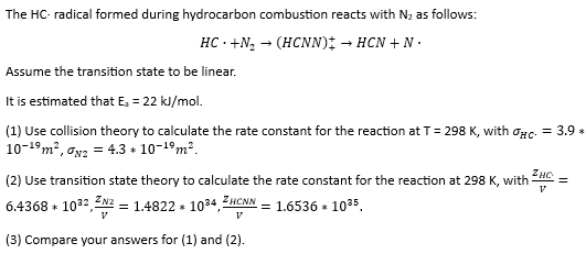 Solved The HC - radical formed during hydrocarbon combustion | Chegg.com