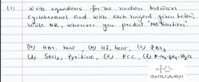 9 Reaction Between Write Equations For The Cyclohe Chegg Com