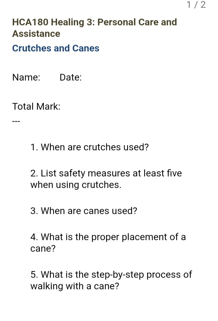 Solved HCA180 ﻿Healing 3 Personal Care