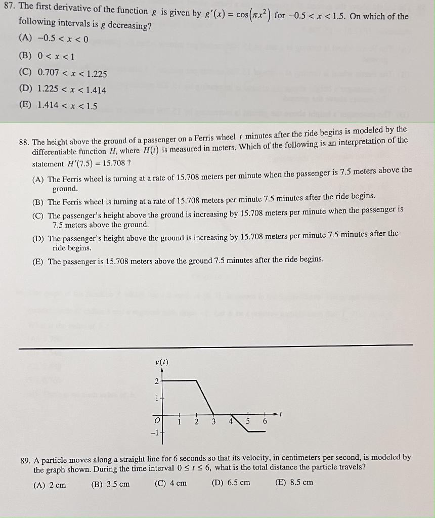 Solved 87. The first derivative of the function g is given | Chegg.com