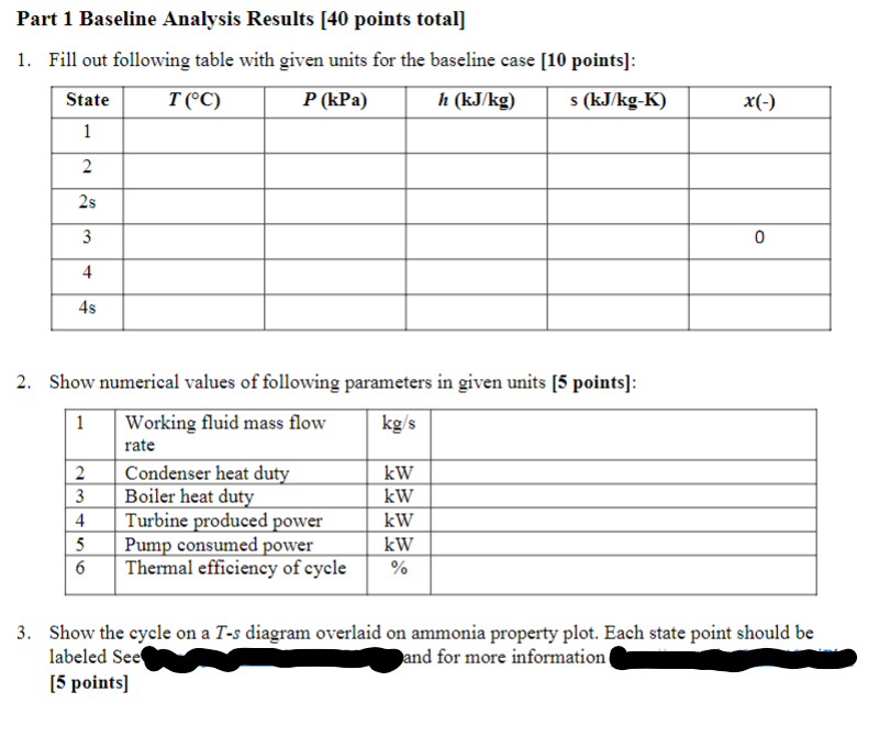 Solved Part 1 - Baseline Power Cycle Analysis For this | Chegg.com