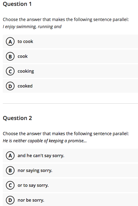 Solved Question 1 Choose The Answer That Makes The Following Chegg