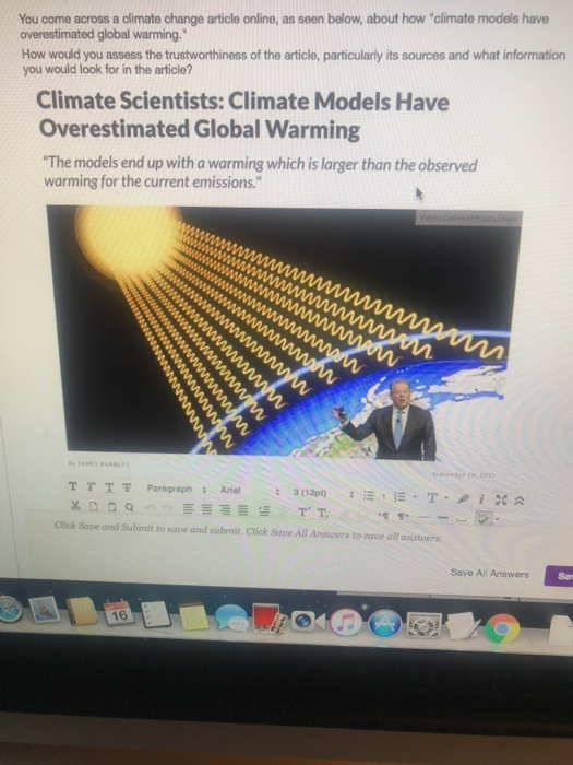 Solved You come across a climate change article online, as | Chegg.com