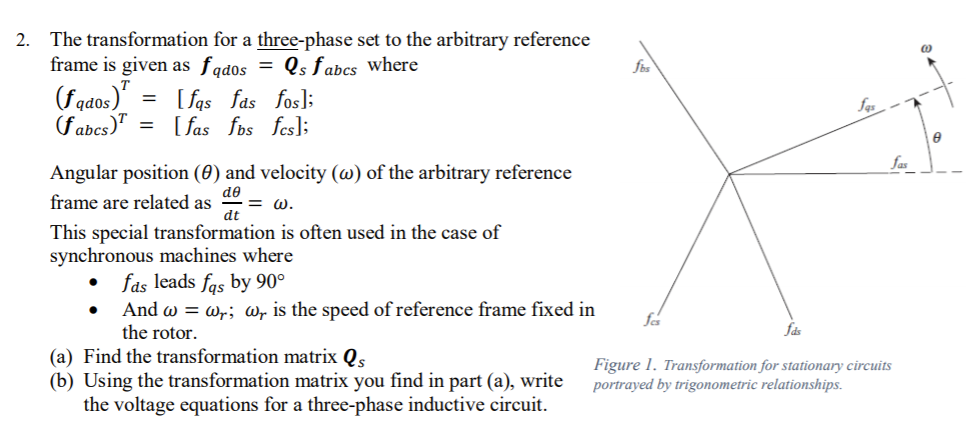 2. fos The transformation for a three-phase set to | Chegg.com