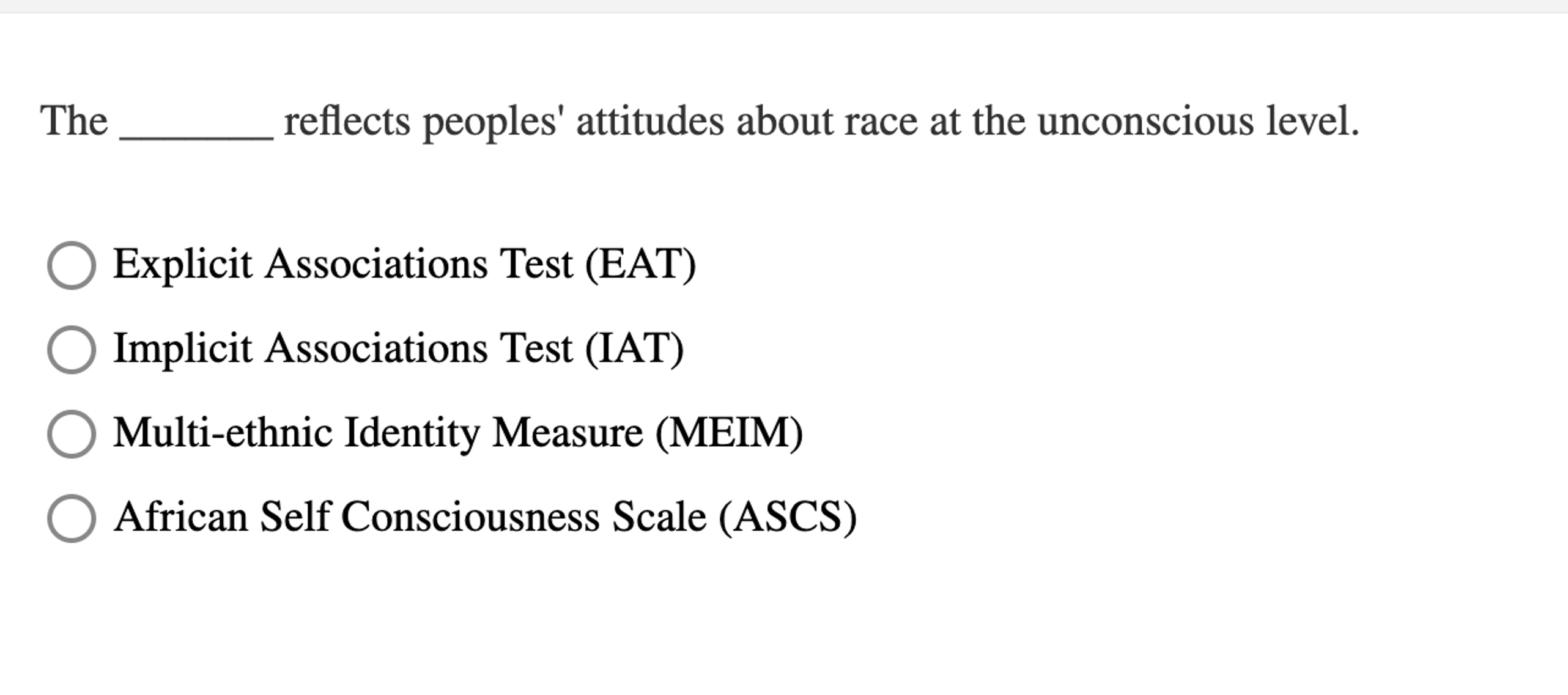 Solved The reflects peoples' attitudes about race at the | Chegg.com