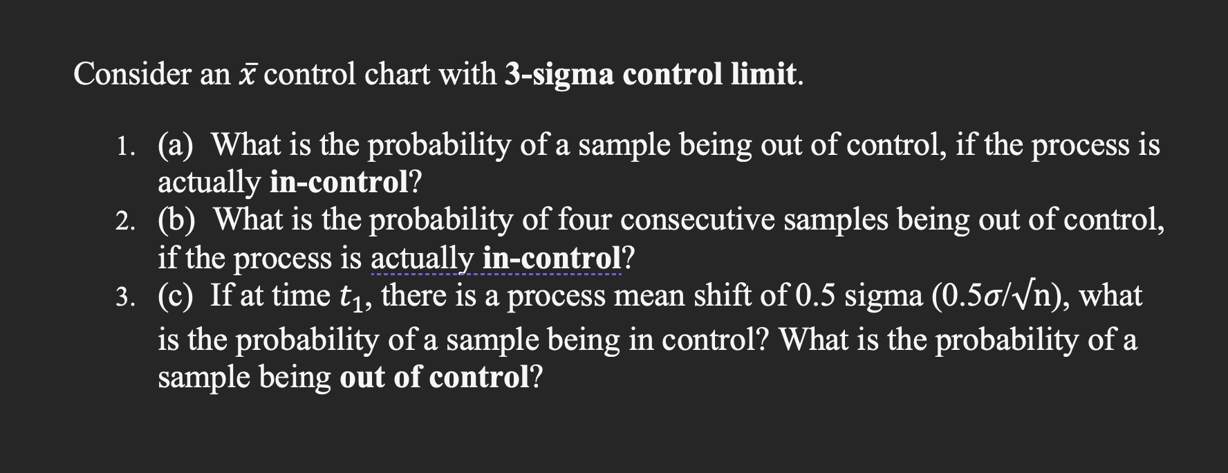 Solved Consider An Xˉ Control Chart With 3-sigma Control | Chegg.com