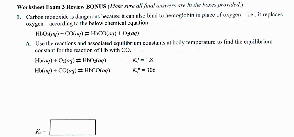 Solved Worksheet Exam 3 Review BONUS (Make Sure All Final | Chegg.com