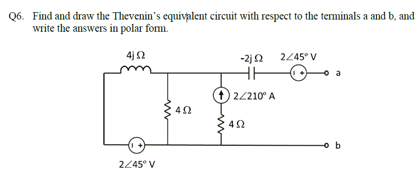 Solved Q6. Find and draw the Thevenin's equivalent circuit | Chegg.com