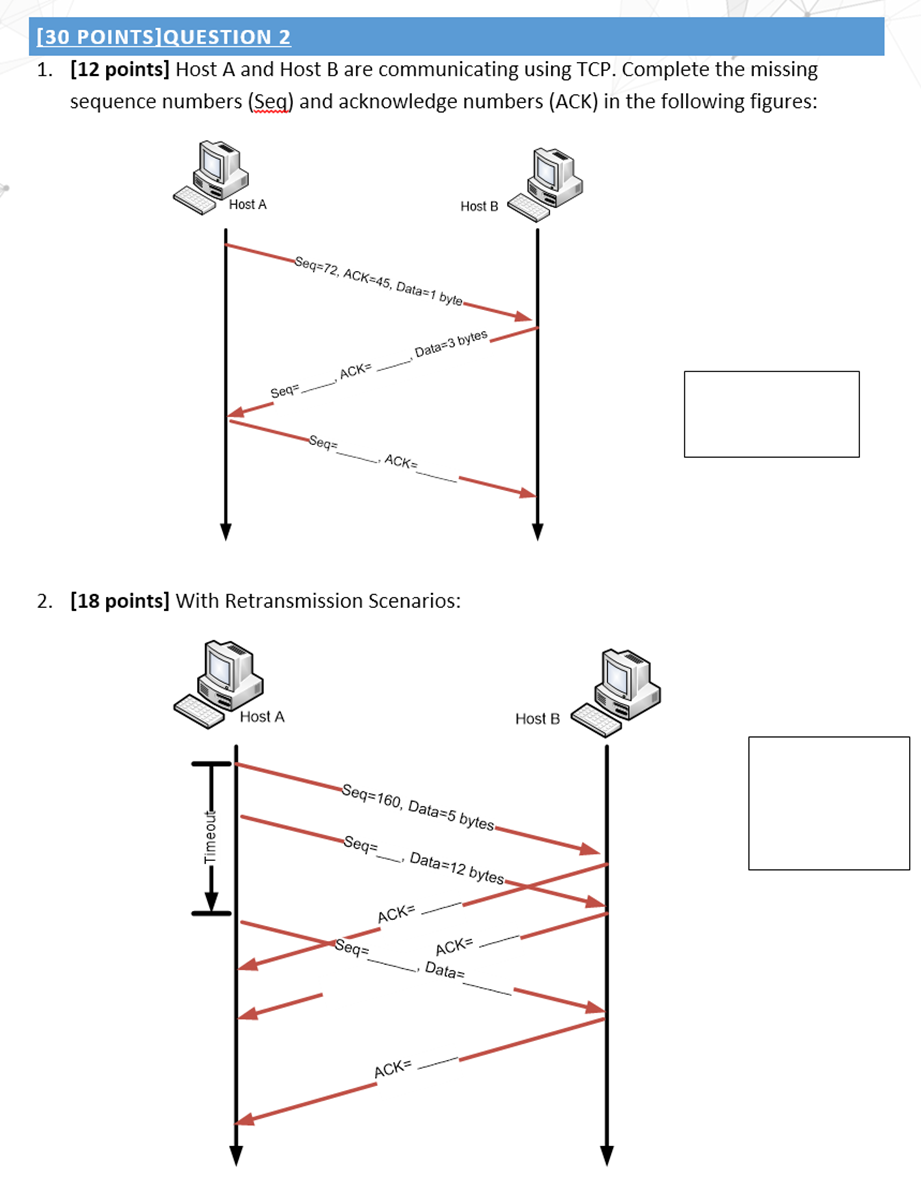 Solved [30 POINTS]QUESTION 2 1. [12 Points] Host A And Host | Chegg.com