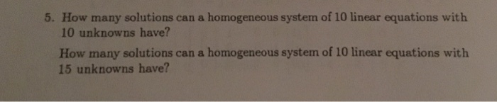 how many solutions can a homogeneous system of linear equations have