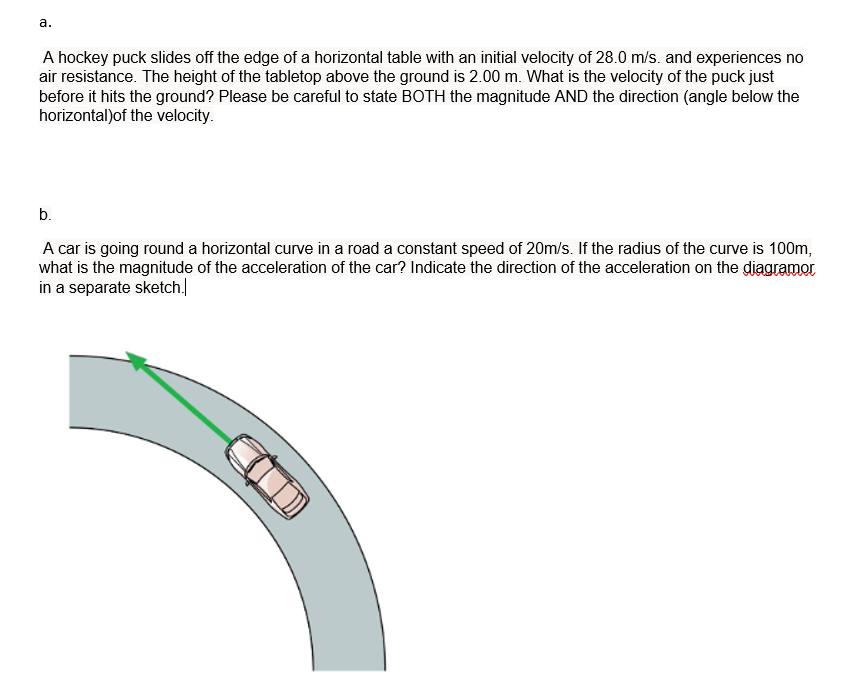 Solved a. A hockey puck slides off the edge of a horizontal
