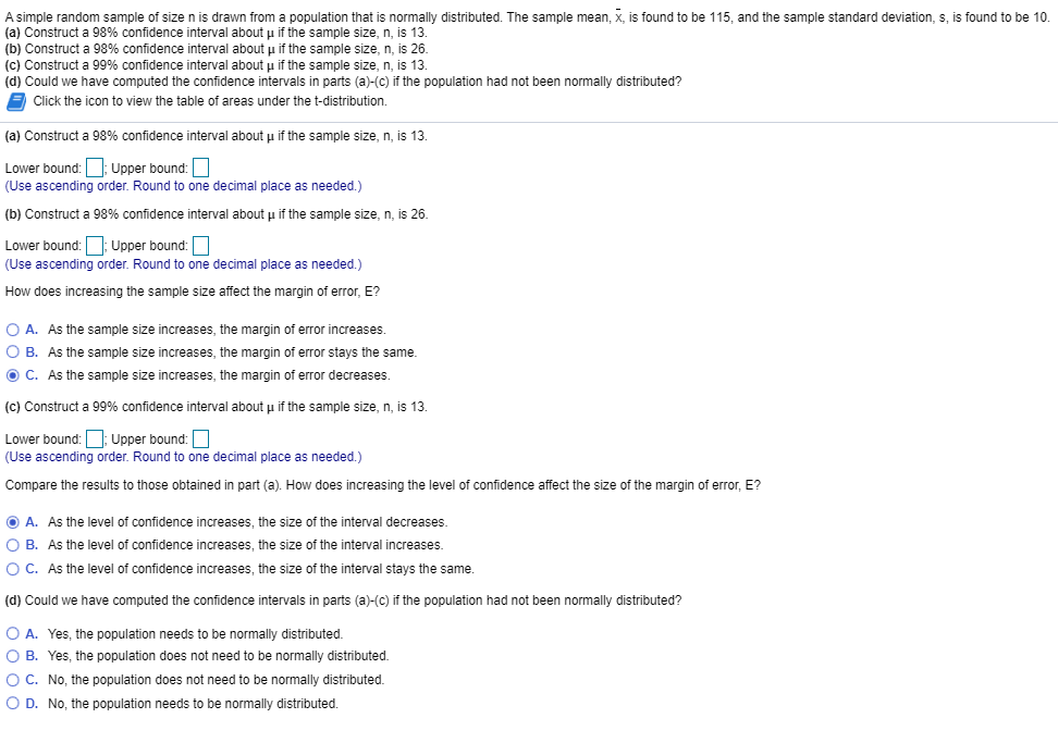 Solved A simple random sample of size n is drawn from a | Chegg.com