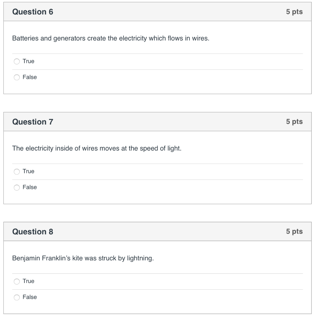 Solved Question 6 5 pts Batteries and generators create the
