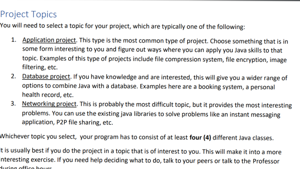Project Topics You will need to select a topic for | Chegg.com