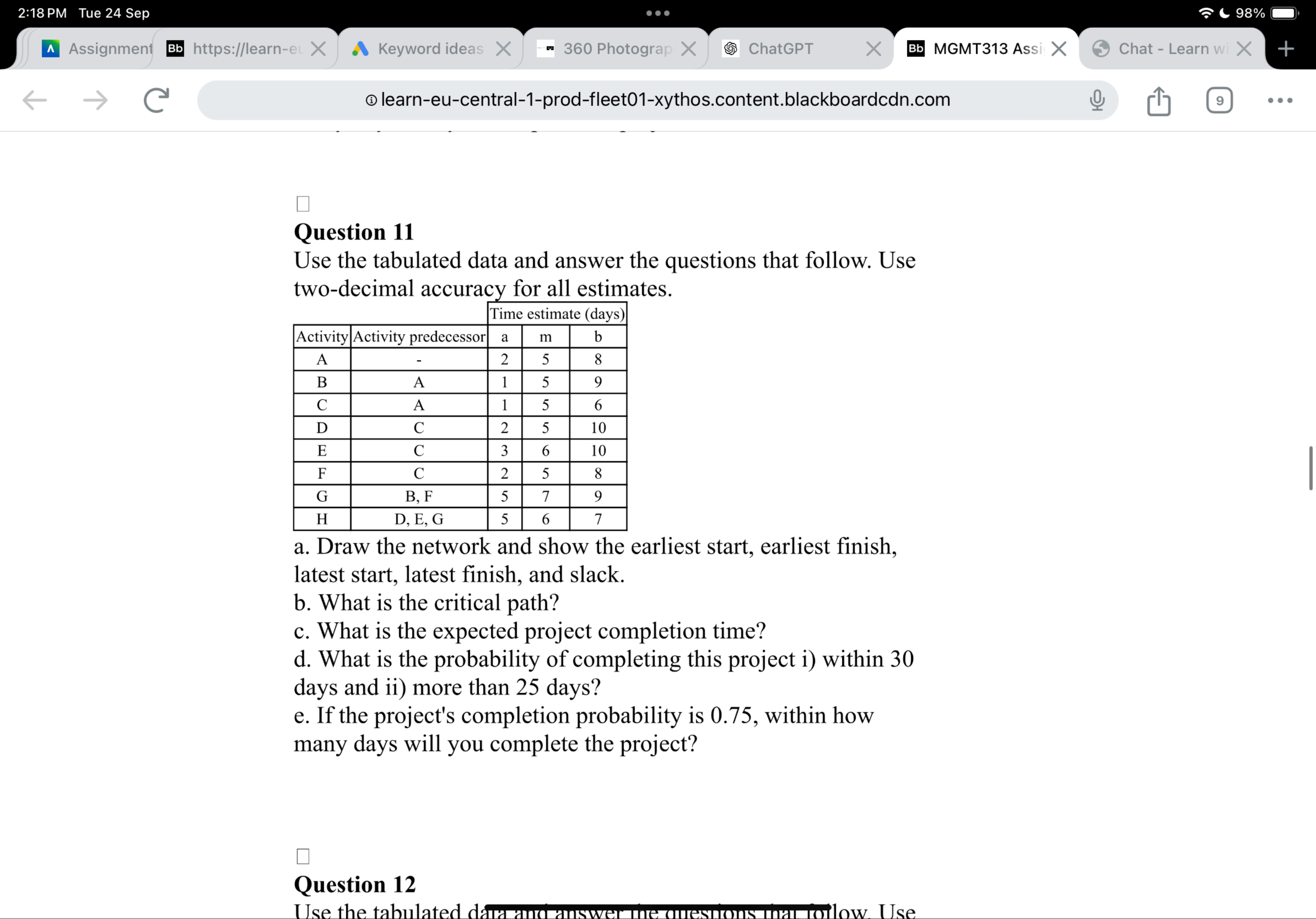 Tabulate Answers Solved Question 11Use the tabulated data and answer the | Chegg.com