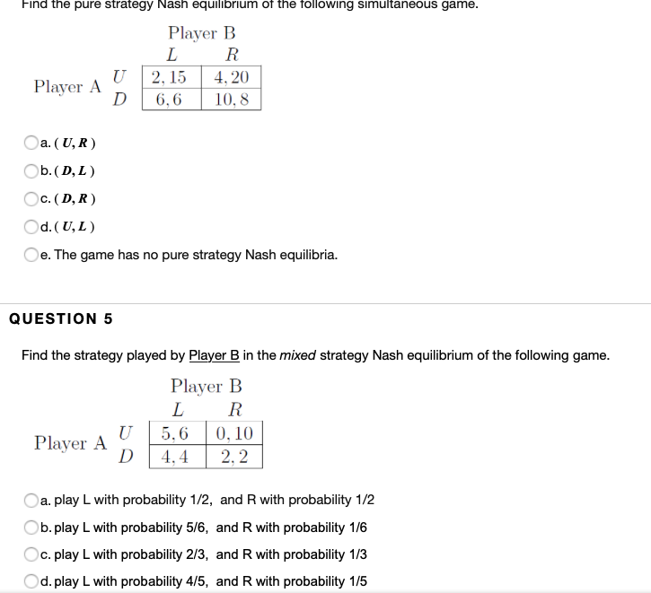 Solved Find the pure strategy Nash equilibrium of the | Chegg.com