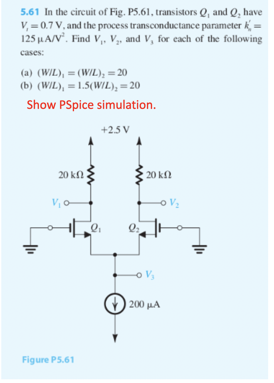 Solved 5.61 In the circuit of Fig. P5.61, transistors Q1 and | Chegg.com