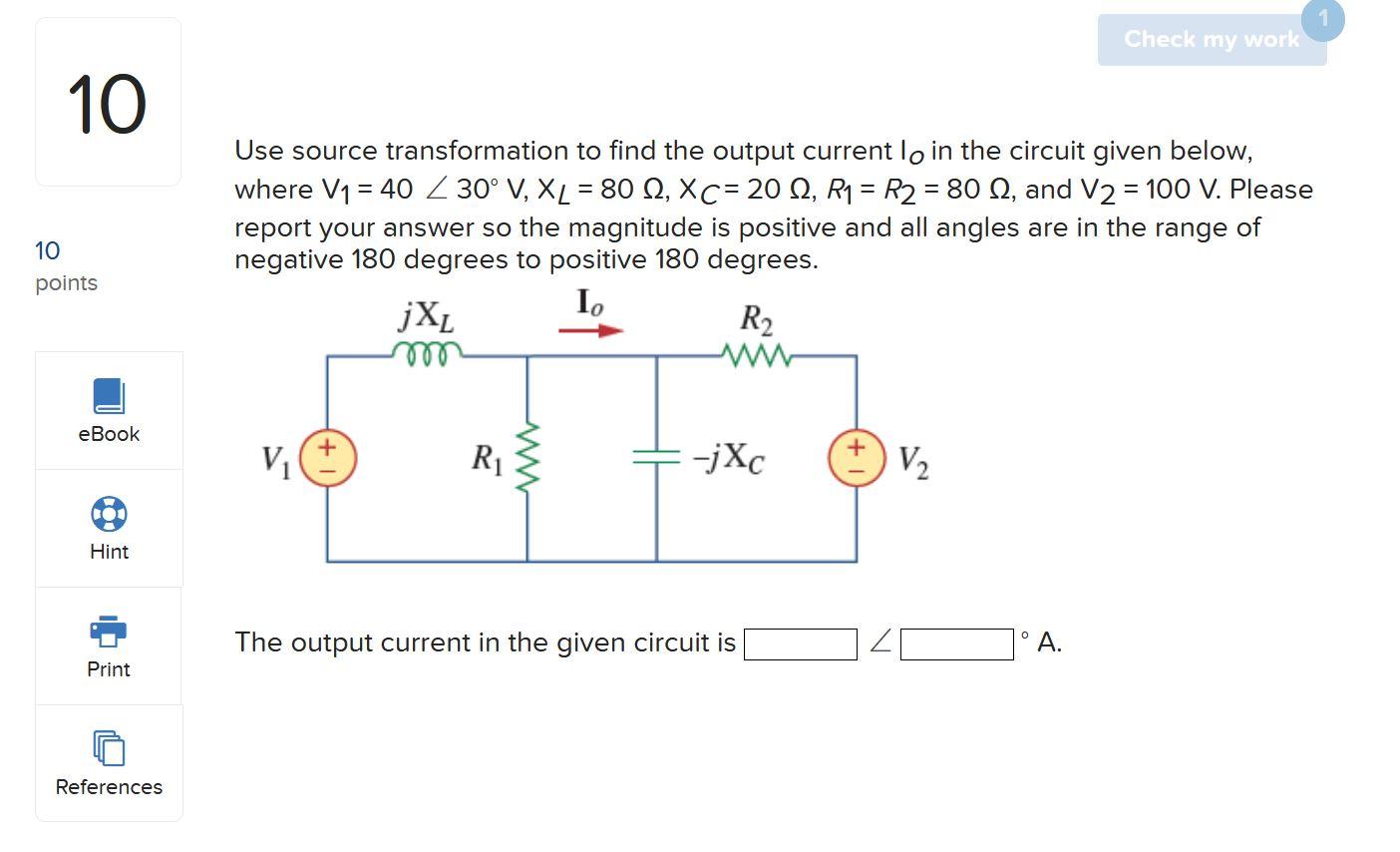 Solved Use Source Transformation To Find The Output Current 8119