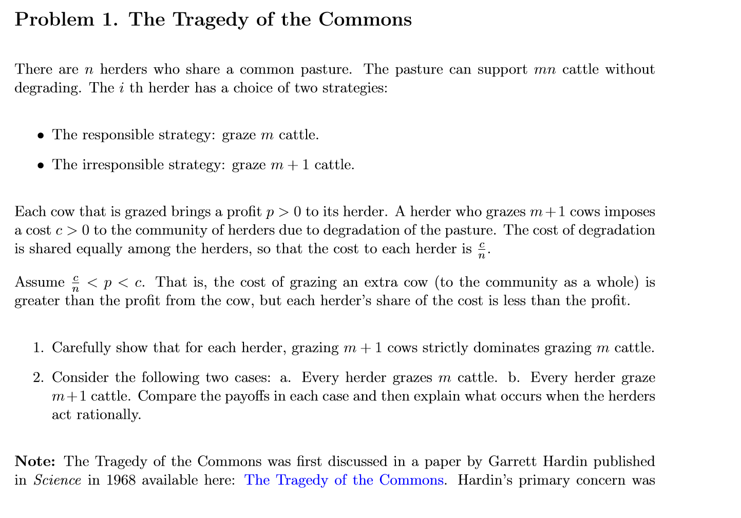 tragedy of the commons hardin