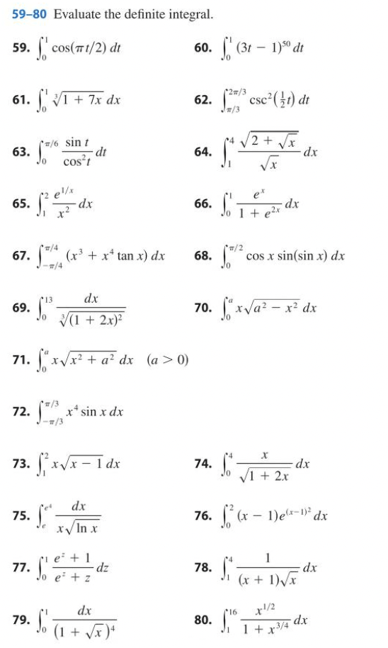 Solved 59-80 Evaluate the definite integral. 59. \\( | Chegg.com