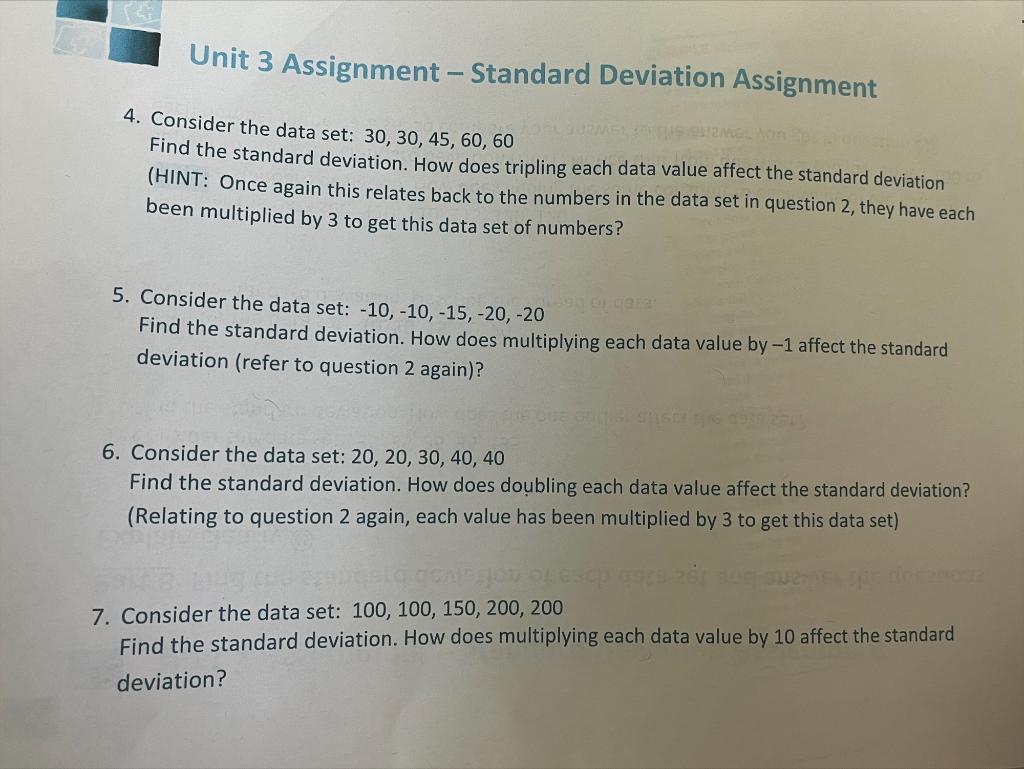 Solved Unit 3 Assignment Standard Deviation Assignment
