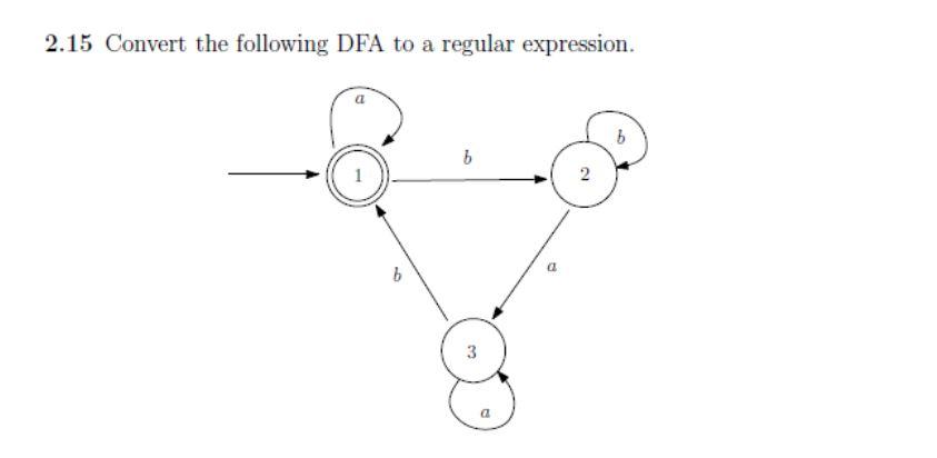 Solved 2.15 Convert The Following DFA To A Regular | Chegg.com