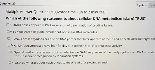 Solved Which of the following statements about cellular DNA | Chegg.com