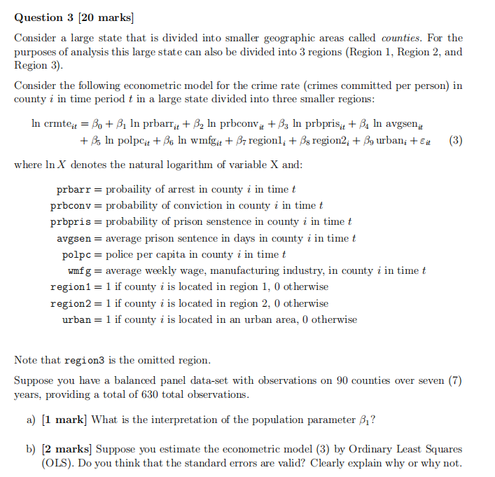 Solved Question 3 [20 marks] Consider a large state that is | Chegg.com