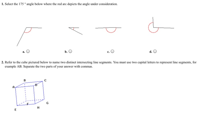 Solved 1. Select the 175 ° angle below where the red arc | Chegg.com