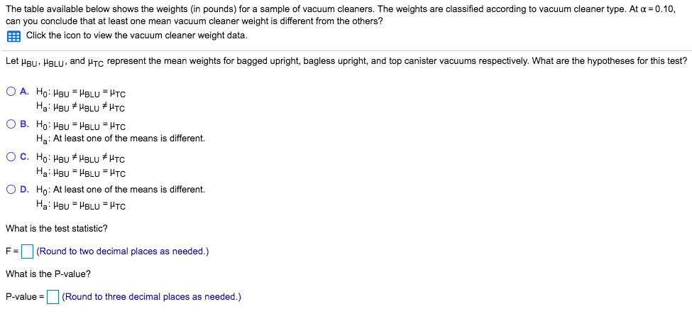 Solved The table available below shows the weights (in | Chegg.com