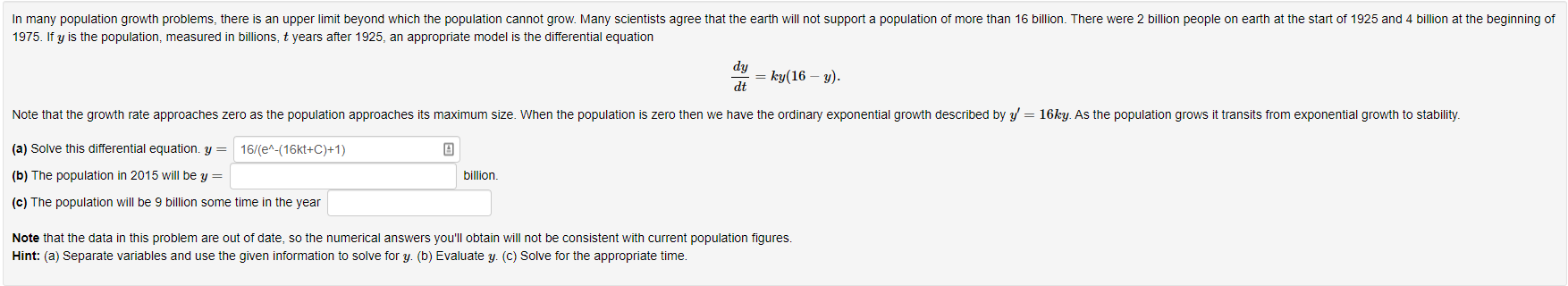 Solved In many population growth problems, there is an upper | Chegg.com