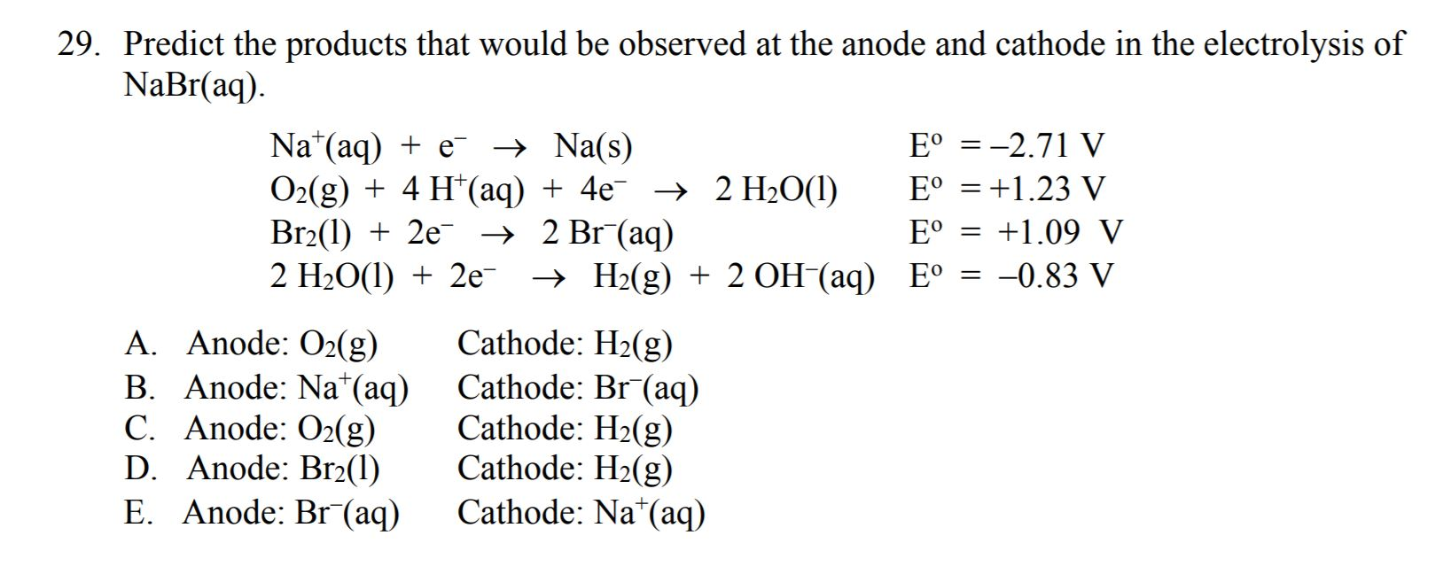 Solved How do I know which reactions occur at the anode and | Chegg.com