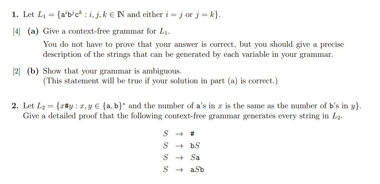 Solved Let L1={aibjck:ijkinN ﻿and Either I=j ﻿or | Chegg.com