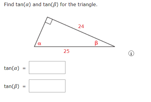 Solved Find tan(α) ﻿and tan(β) ﻿for the | Chegg.com