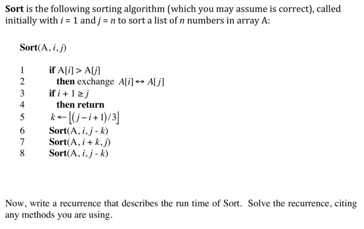 Solved Sort is the following sorting algorithm (which you | Chegg.com