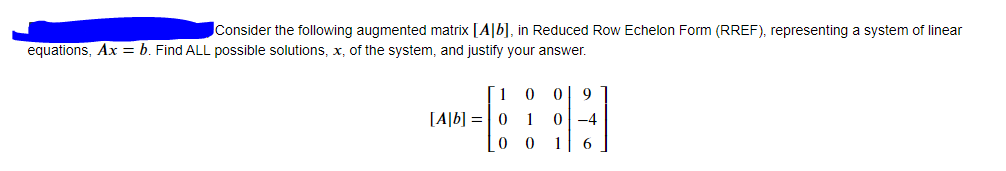 Solved Consider the following augmented matrix [A∣b], in | Chegg.com