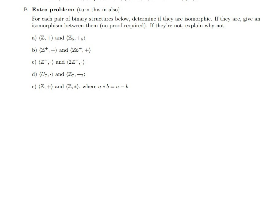 Solved B. Extra Problem: (turn This In Also) For Each Pair | Chegg.com