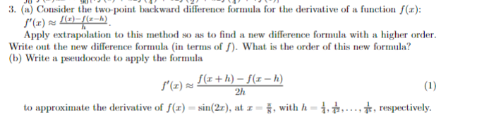 Solved 3. (a) Consider the two-point backward difference | Chegg.com