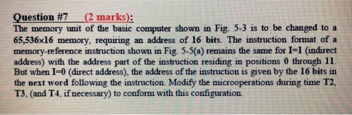 Solved Question #7 (2 marks): The memory unit of the basic | Chegg.com