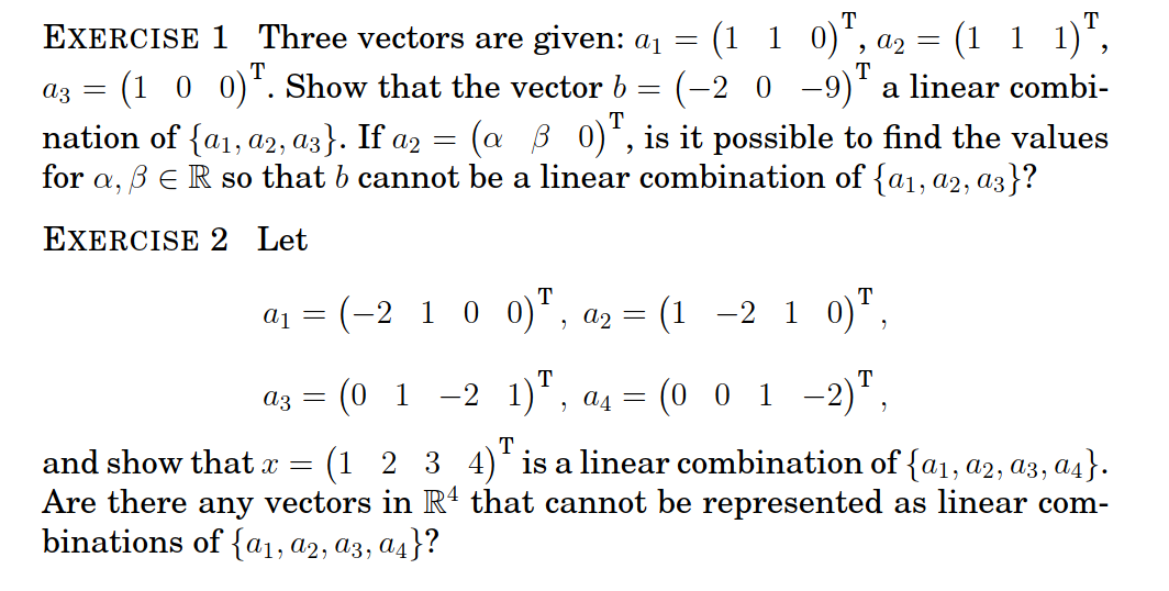 Solved 03 = = — a T EXERCISE 1 Three vectors are given: dj | Chegg.com