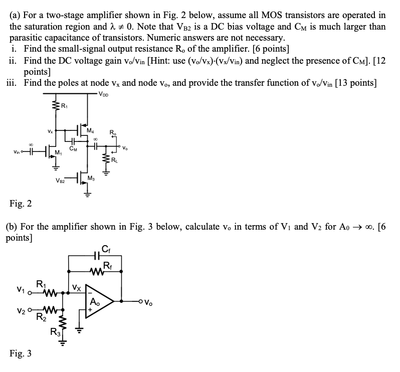 Solved (a) ﻿For a two-stage amplifier shown in Fig. 2 | Chegg.com