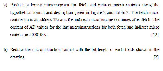 A Produce A Binary Microprogram For Fetch And Indirect Micro Routines A Produce A Binary Microprogram For Fetch And Indirect Micro Routines