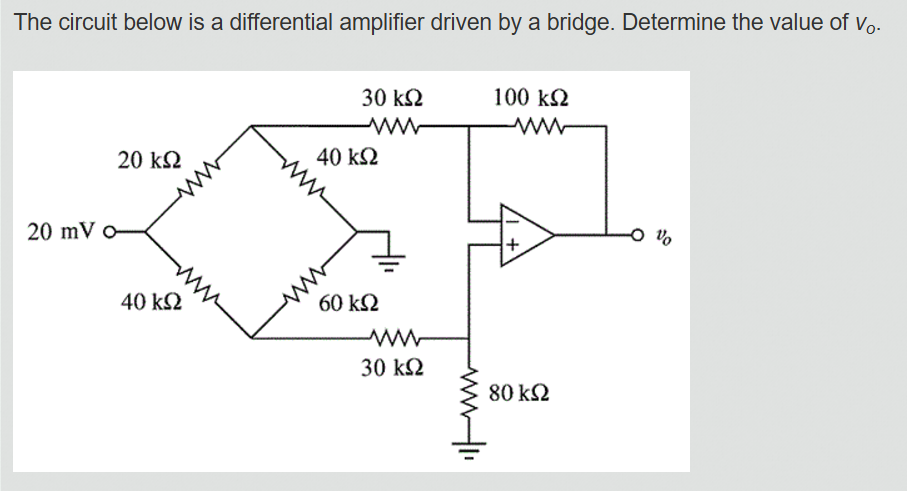 Solved The circuit below is a differential amplifier driven | Chegg.com
