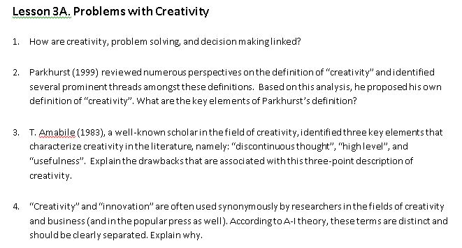 module 18 problem solving and creativity