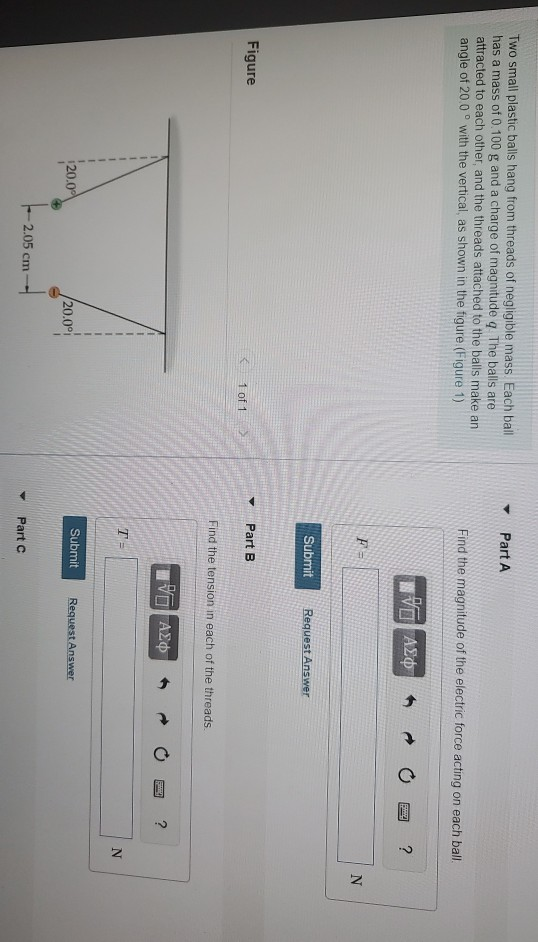 Solved Part A Two small plastic balls hang from threads of