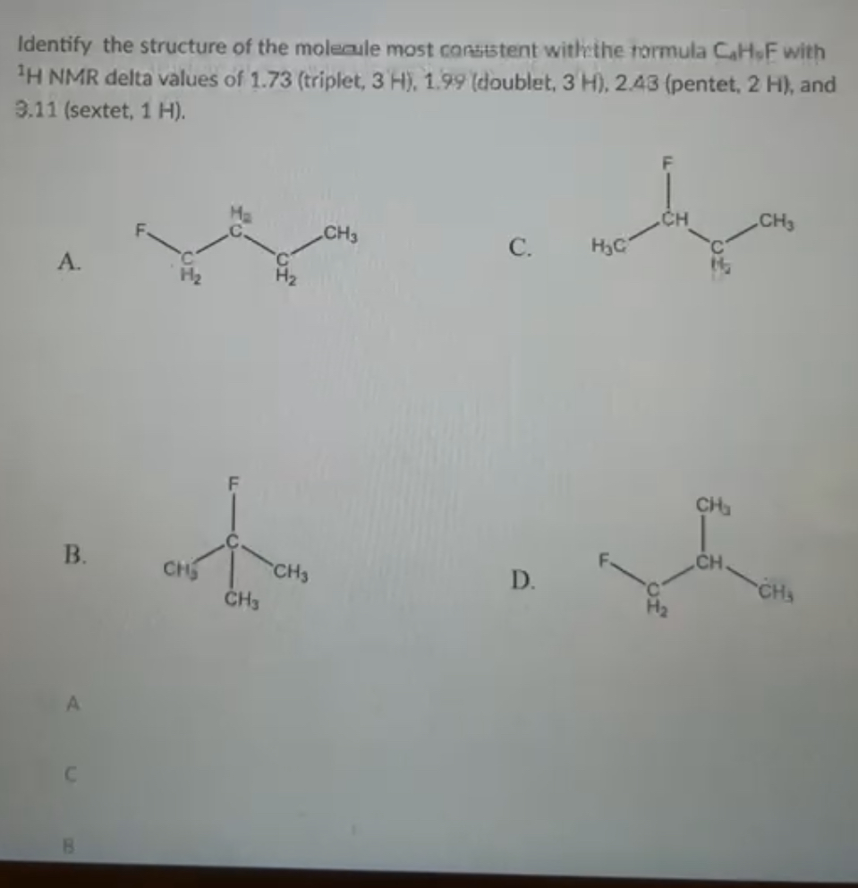 Solved Identify the structure of the moleaule most | Chegg.com