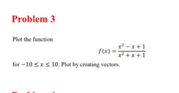 Solved Problem 3 Plot the function x? -x+1 f(x) ) = x2 + x + | Chegg.com