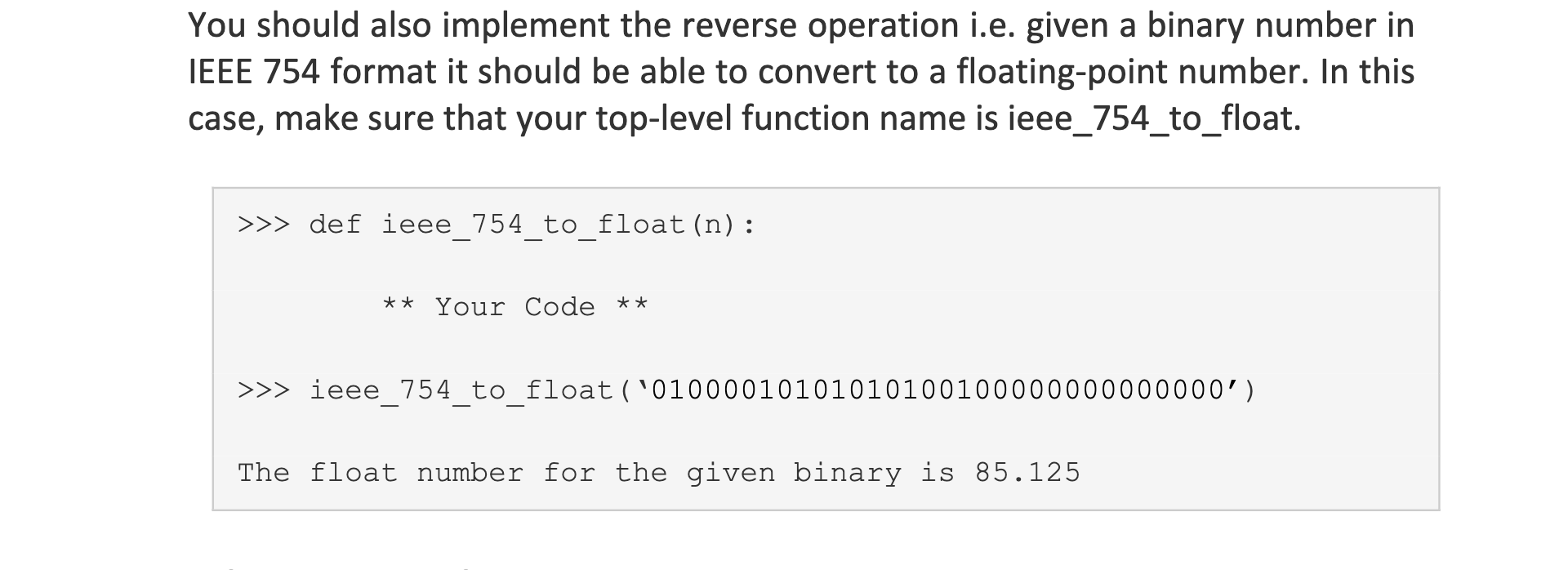 You should also implement the reverse operation i.e. | Chegg.com