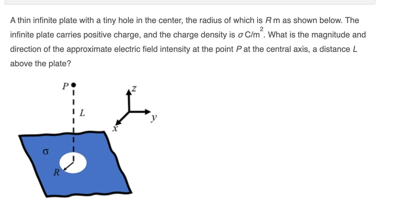 Solved 2 A thin infinite plate with a tiny hole in the | Chegg.com
